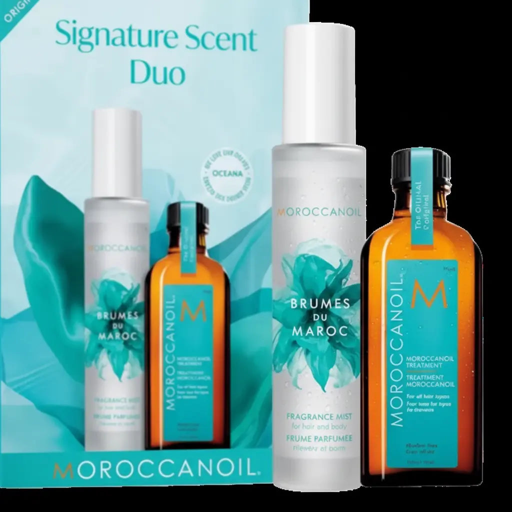 Kit Signature Scent Duo Bruma Perfumada e Óleo Capilar Unissex - Moroccanoil - Universo do Perfume