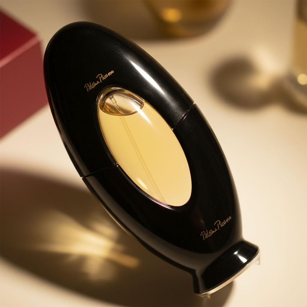 Detalhe do frasco do perfume Paloma Picasso Eau de Parfum Feminino - Paloma Picasso com foco no vidro e no líquido