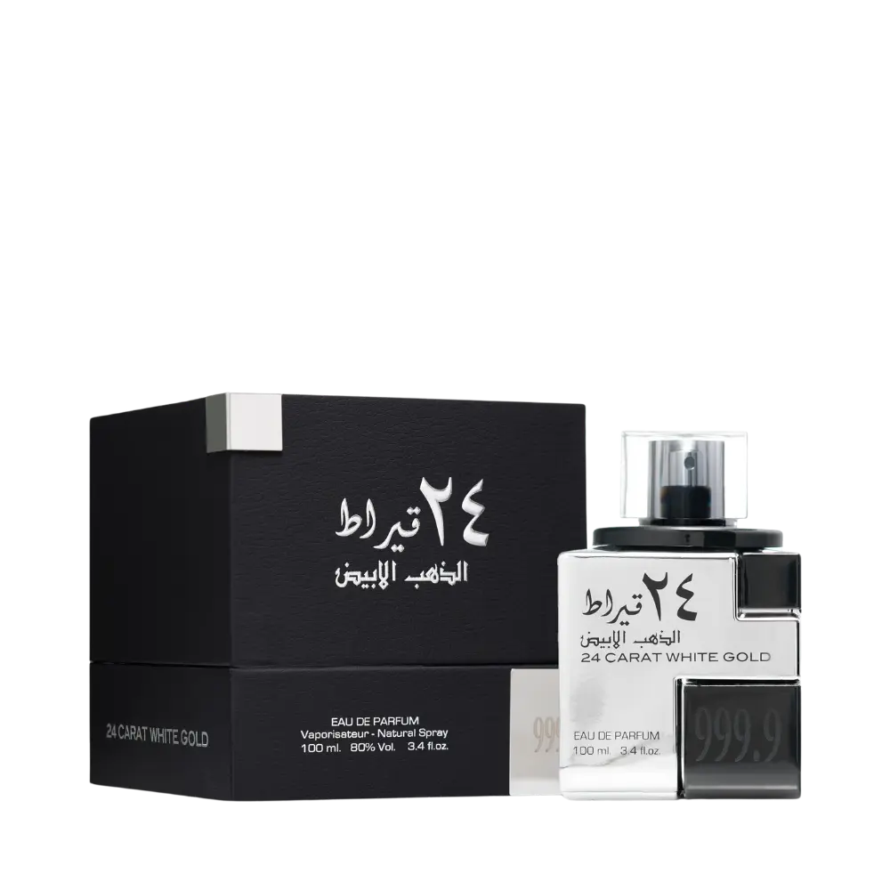 24 Carat White Gold Eau de Parfum Unissex - Lattafa 100ml - Universo do Perfume