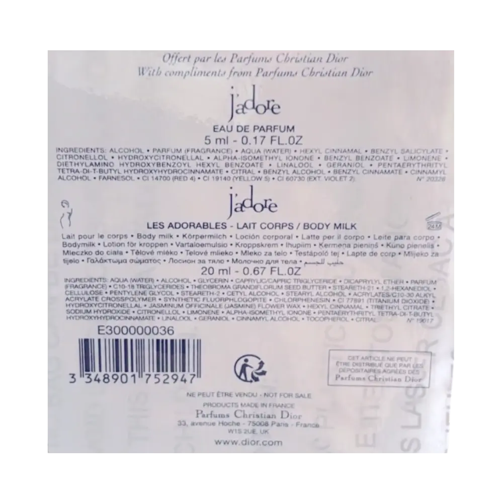 Kit Miniatura J'adore Eau de Parfum Feminino - Dior - Universo do Perfume