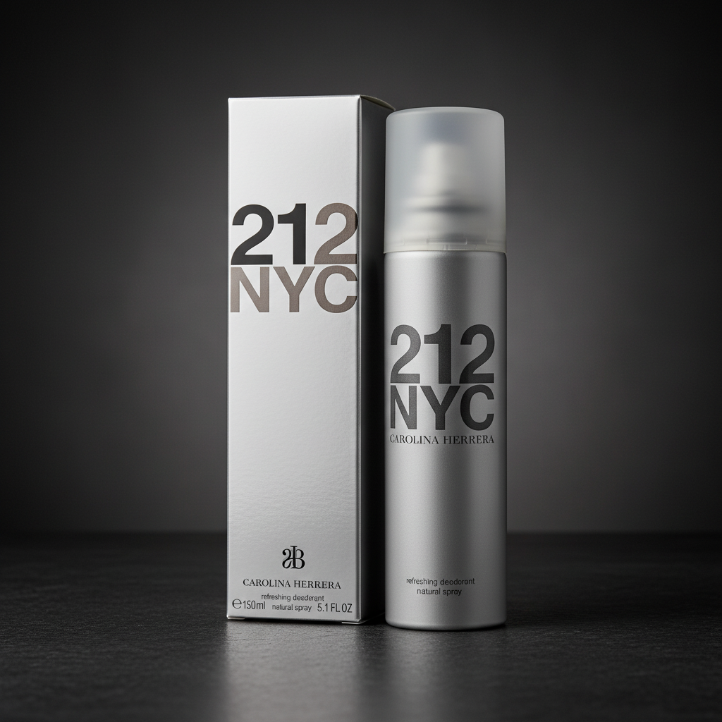 Perfume 212 NYC Refreshing Desodorante Feminino - Carolina Herrera em composição de luxo com iluminação sofisticada