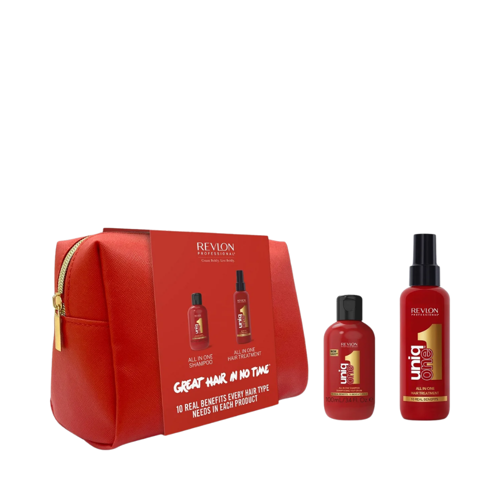 Kit Uniq One Tratamento Capilar com Shampoo, Leave-in e Necessaire - Revlon - Universo do Perfume
