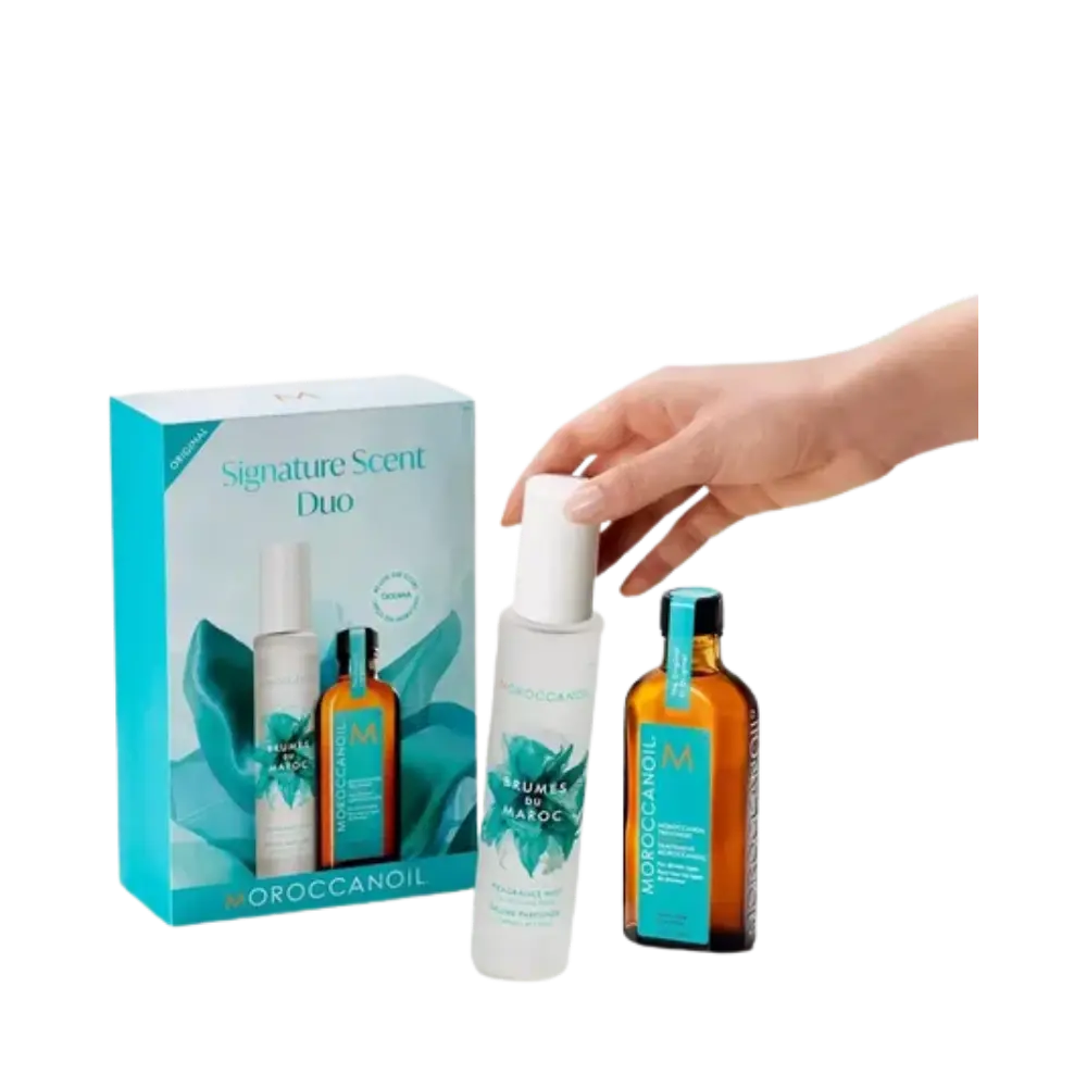 Kit Signature Scent Duo Bruma Perfumada e Óleo Capilar Unissex - Moroccanoil - Universo do Perfume