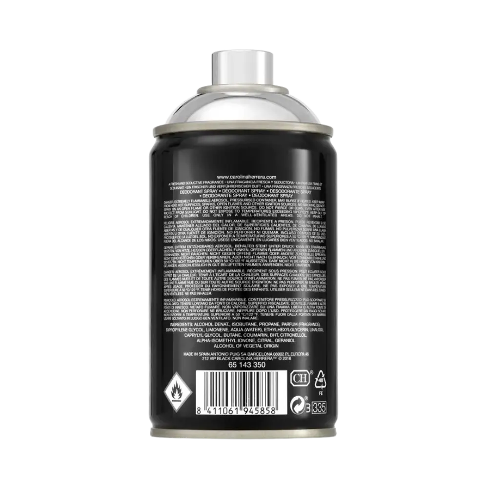 212 Vip Men Black Body Spray Masculino - Carolina Herrera - Universo do Perfume