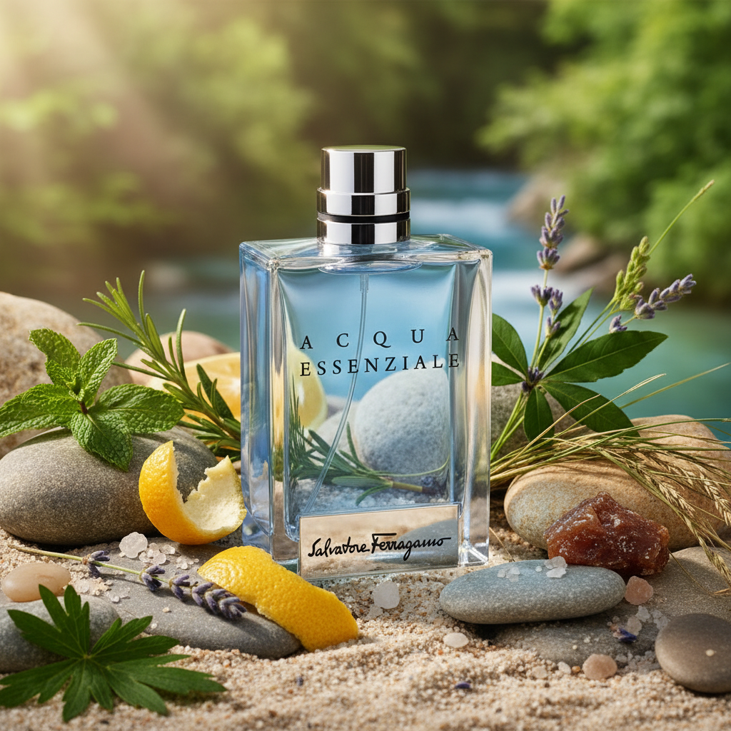 Perfume Acqua Essenziale Eau de Toilette Masculino - Salvatore Ferragamo em composição olfativa inspirada na fragrância