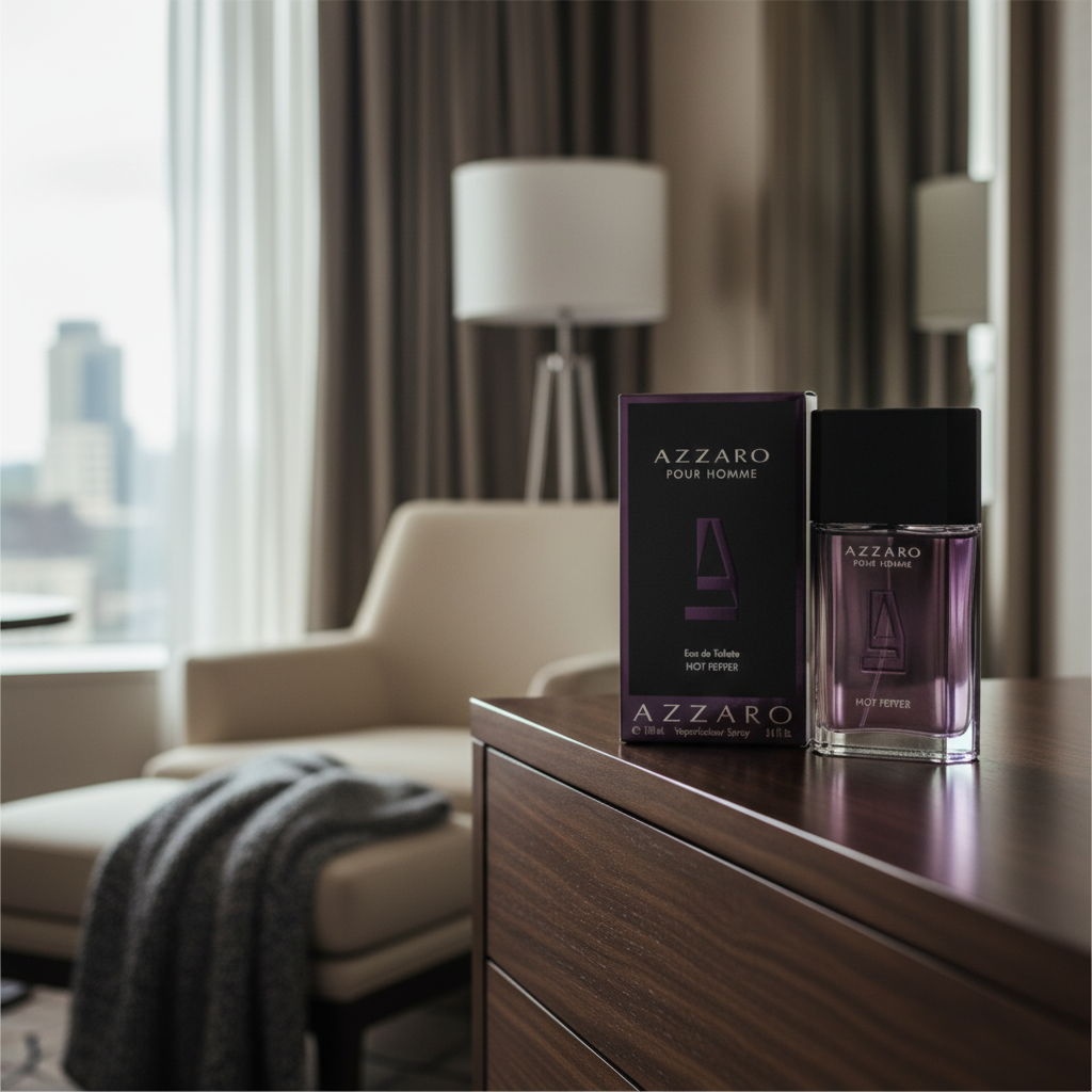 Perfume Azzaro Pour Homme Hot Pepper Eau de Toilette Masculino - Azzaro em ambiente elegante de lifestyle