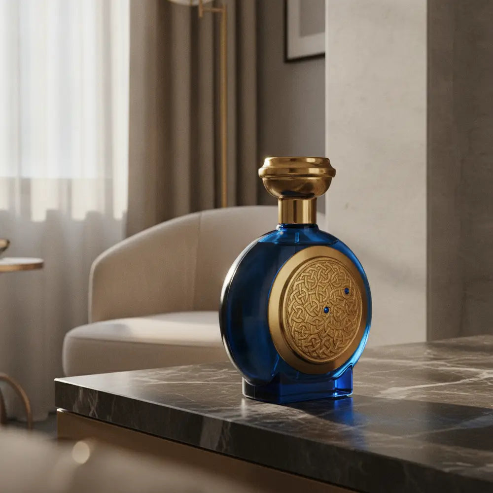 Perfume Blue Sapphire Supercharged Parfum Unissex - Boadicea The Victorious em ambiente elegante de lifestyle