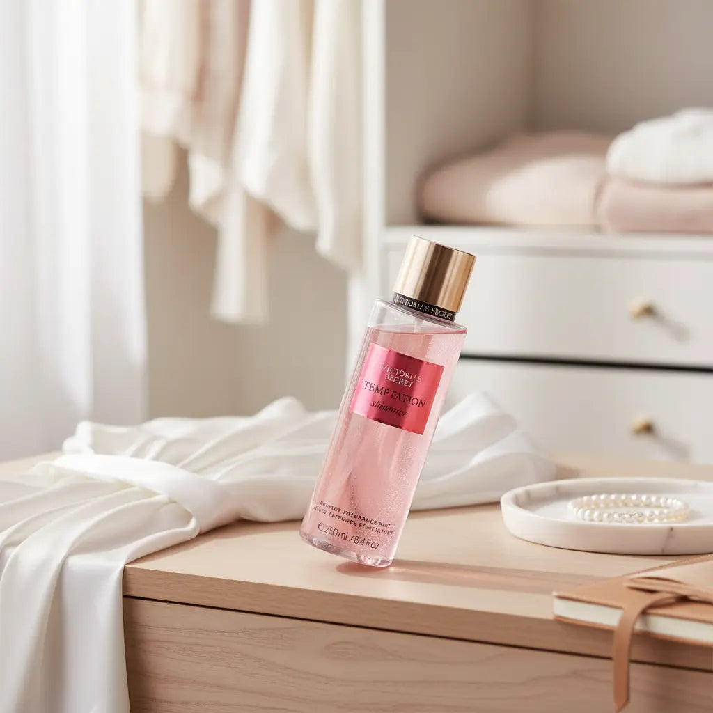 Body Splash Temptation Shimmer Frutada Floral Feminino - Victorias Secret - Universo do Perfume