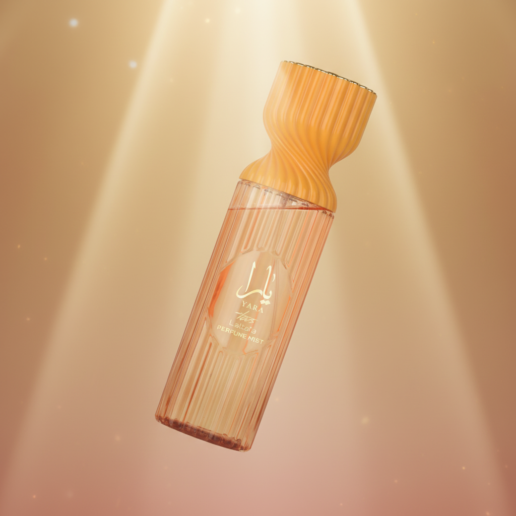 Perfume Body Splash Yara Tous Feminino - Lattafa em composição atmosférica com iluminação sofisticada