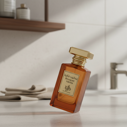 Perfume Bouquet Vanilla Eau de Parfum Unissex - Al Wataniah em ambiente elegante de lifestyle