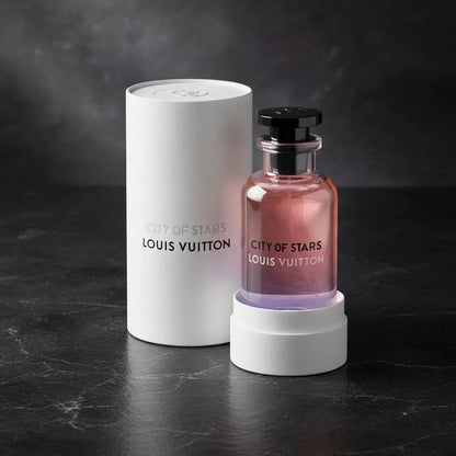 Perfume City of Stars Eau de Parfum Unissex - Louis Vuitton em composição de luxo com iluminação sofisticada