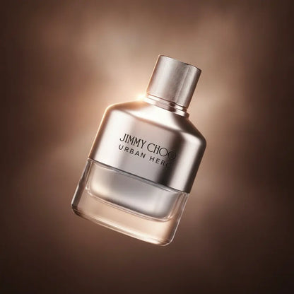 Perfume Decant Jimmy Choo Urban Hero Eau de Parfum Masculino em composição atmosférica com iluminação sofisticada