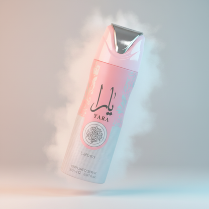 Perfume Desodorante Yara Feminino - Lattafa em composição atmosférica com iluminação sofisticada
