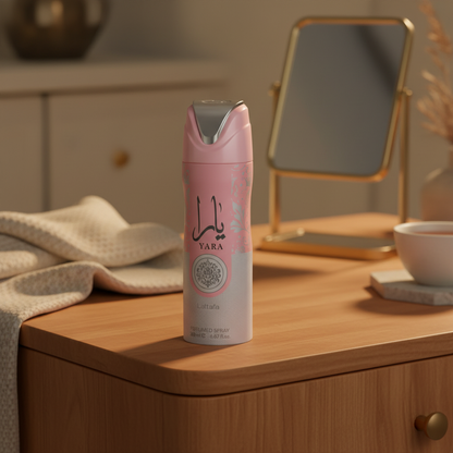 Perfume Desodorante Yara Feminino - Lattafa em ambiente elegante de lifestyle