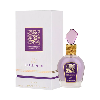 Musk Sugar Plum Thameen Collection Eau de Parfum Feminino - Lattafa 100ml - Universo do Perfume
