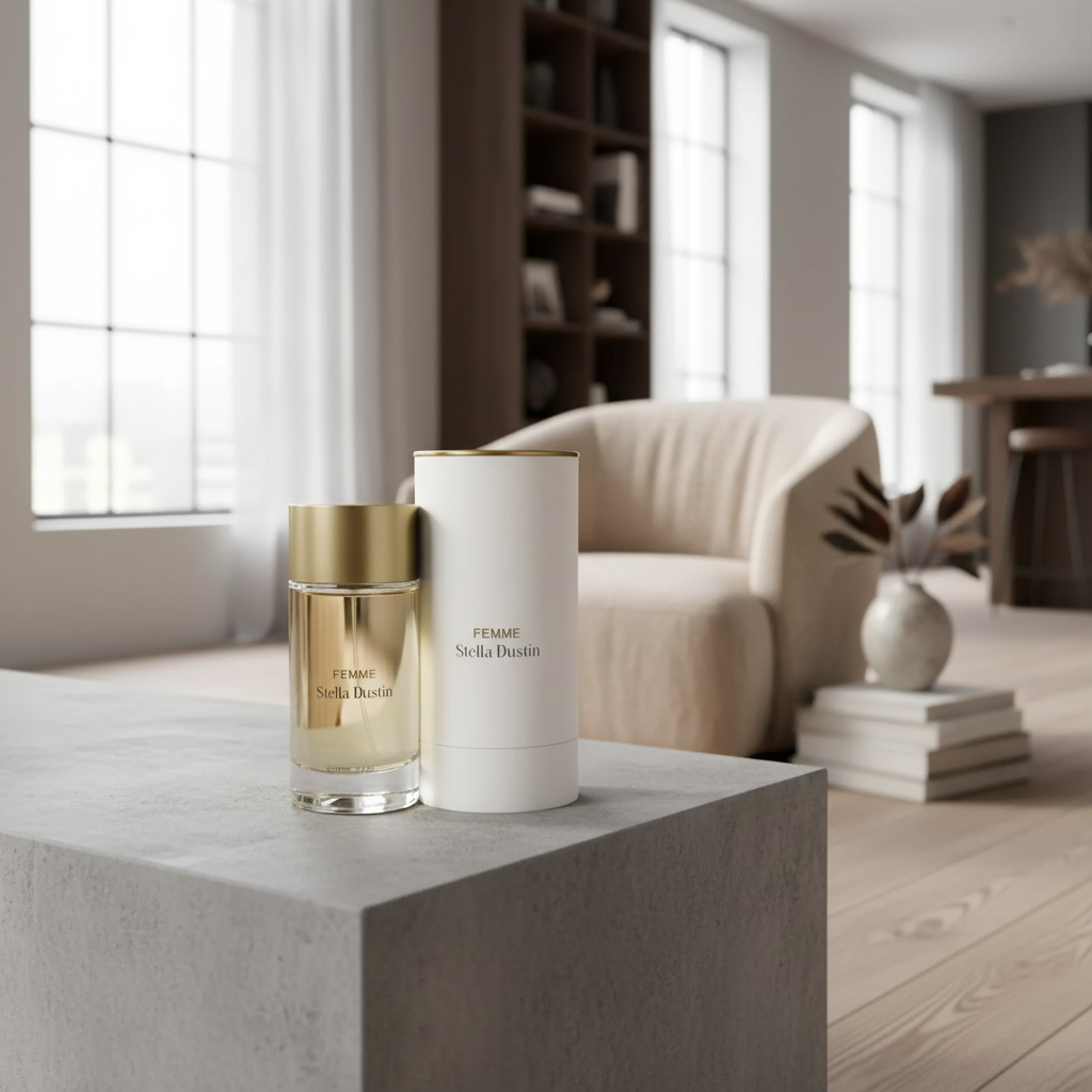 Perfume Femme Eau de Parfum Feminino - Stella Dustin em ambiente elegante de lifestyle