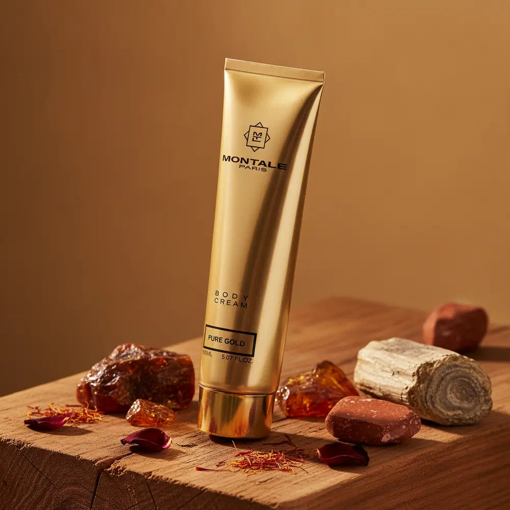 Perfume Hidratante Corporal Pure Gold Oriental Floral Feminino - Montale em composição olfativa inspirada na fragrância