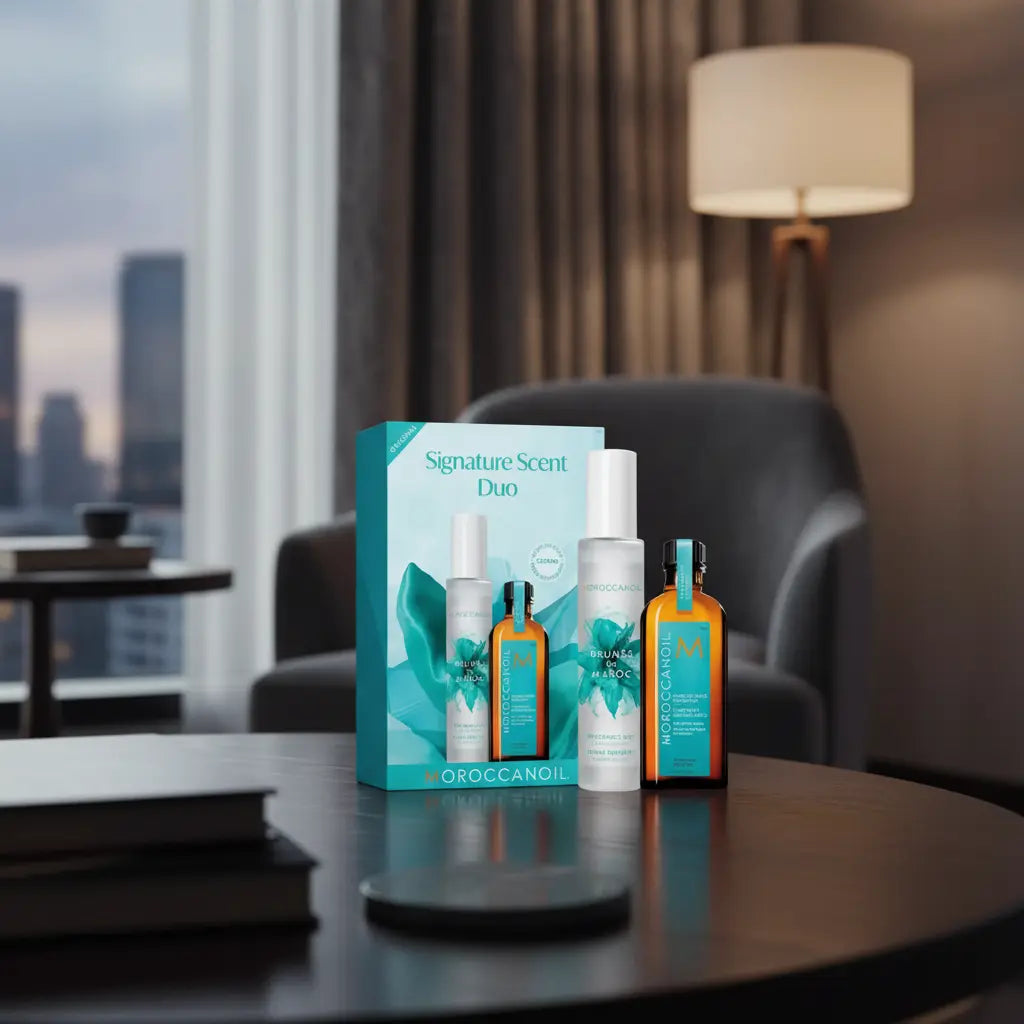 Kit Signature Scent Duo Bruma Perfumada e Óleo Capilar Unissex - Moroccanoil - Universo do Perfume