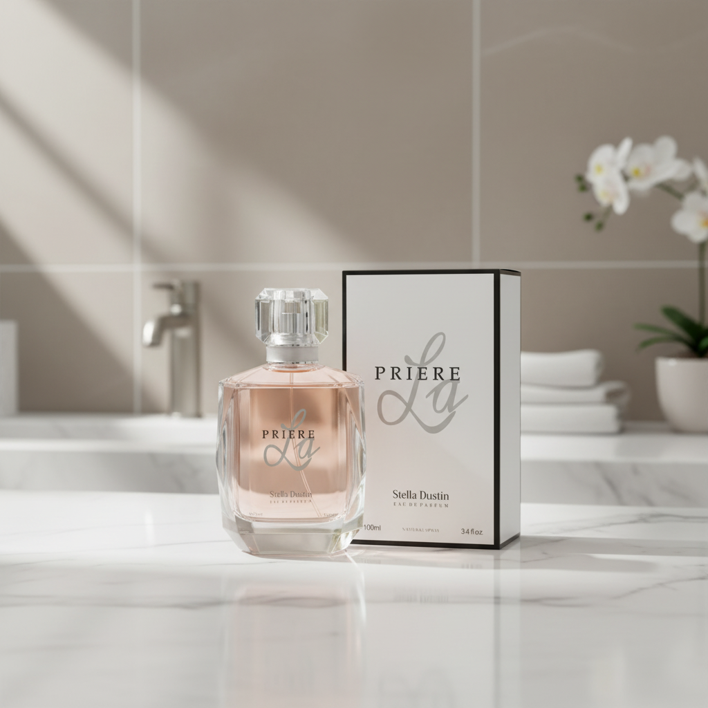 Perfume La Priere Eau de Parfum Feminino - Stella Dustin em ambiente elegante de lifestyle