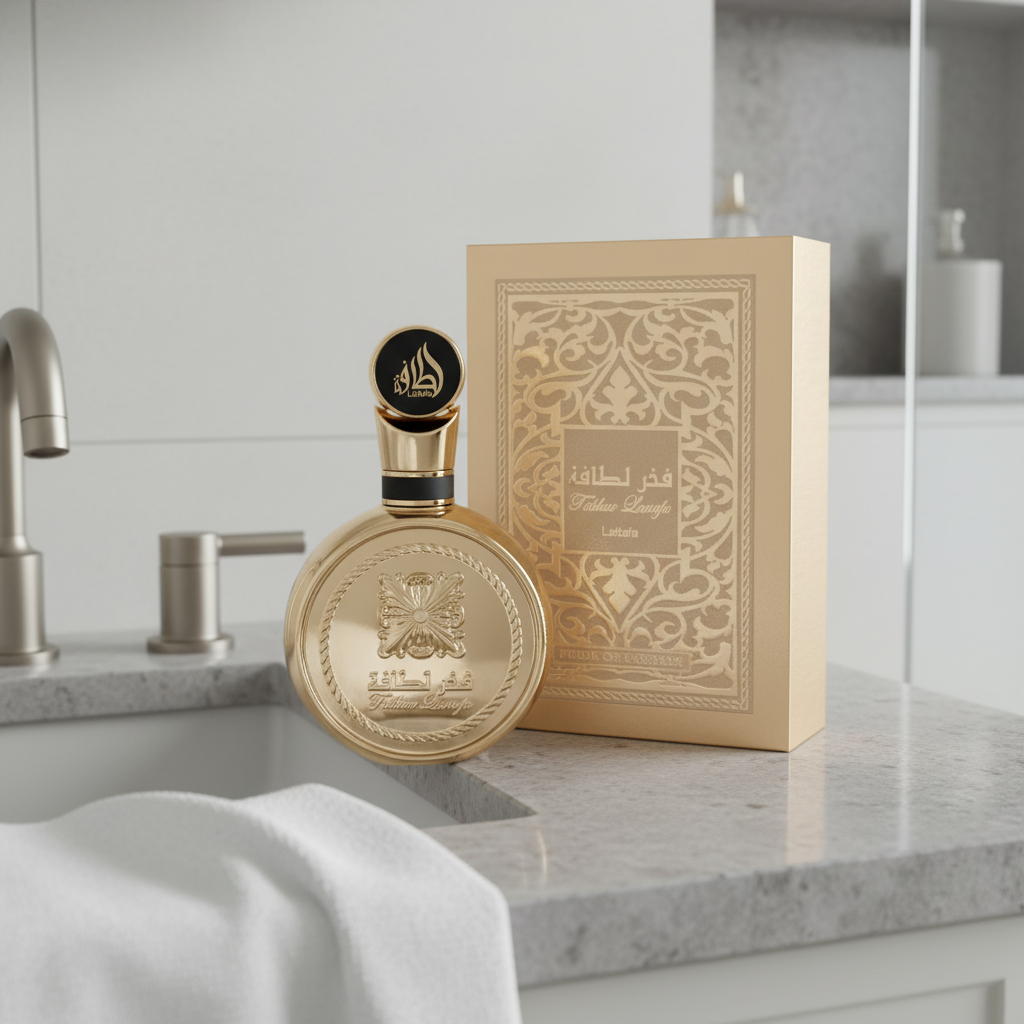 Perfume Lattafa Fakhar Gold Eau de Parfum Unissex - Lattafa em ambiente elegante de lifestyle