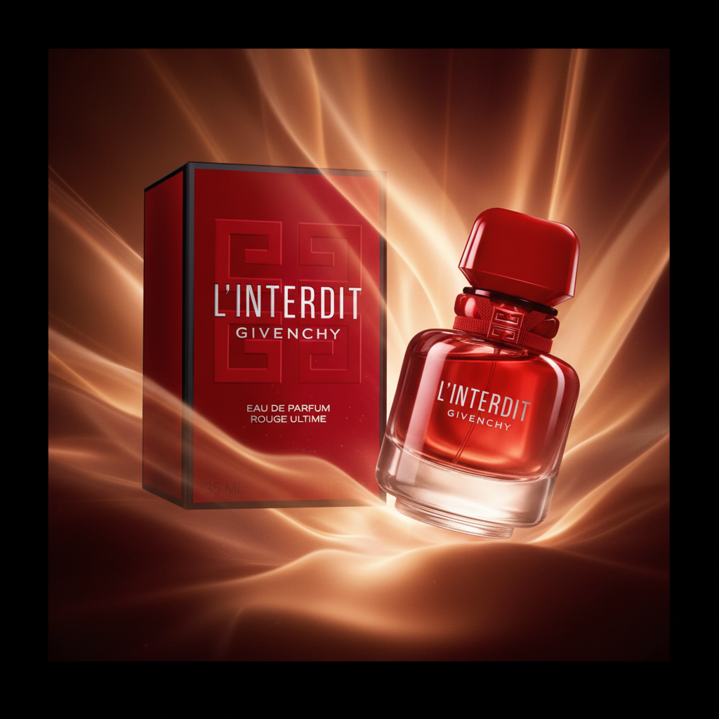 Perfume L'Interdit Rouge Ultime Eau de Parfum Feminino - Givenchy em composição atmosférica com iluminação sofisticada