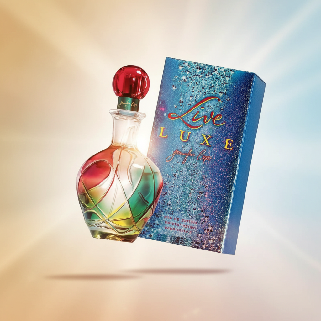 Perfume Live Luxe Eau de Parfum Feminino - Jennifer Lopez em composição atmosférica com iluminação sofisticada