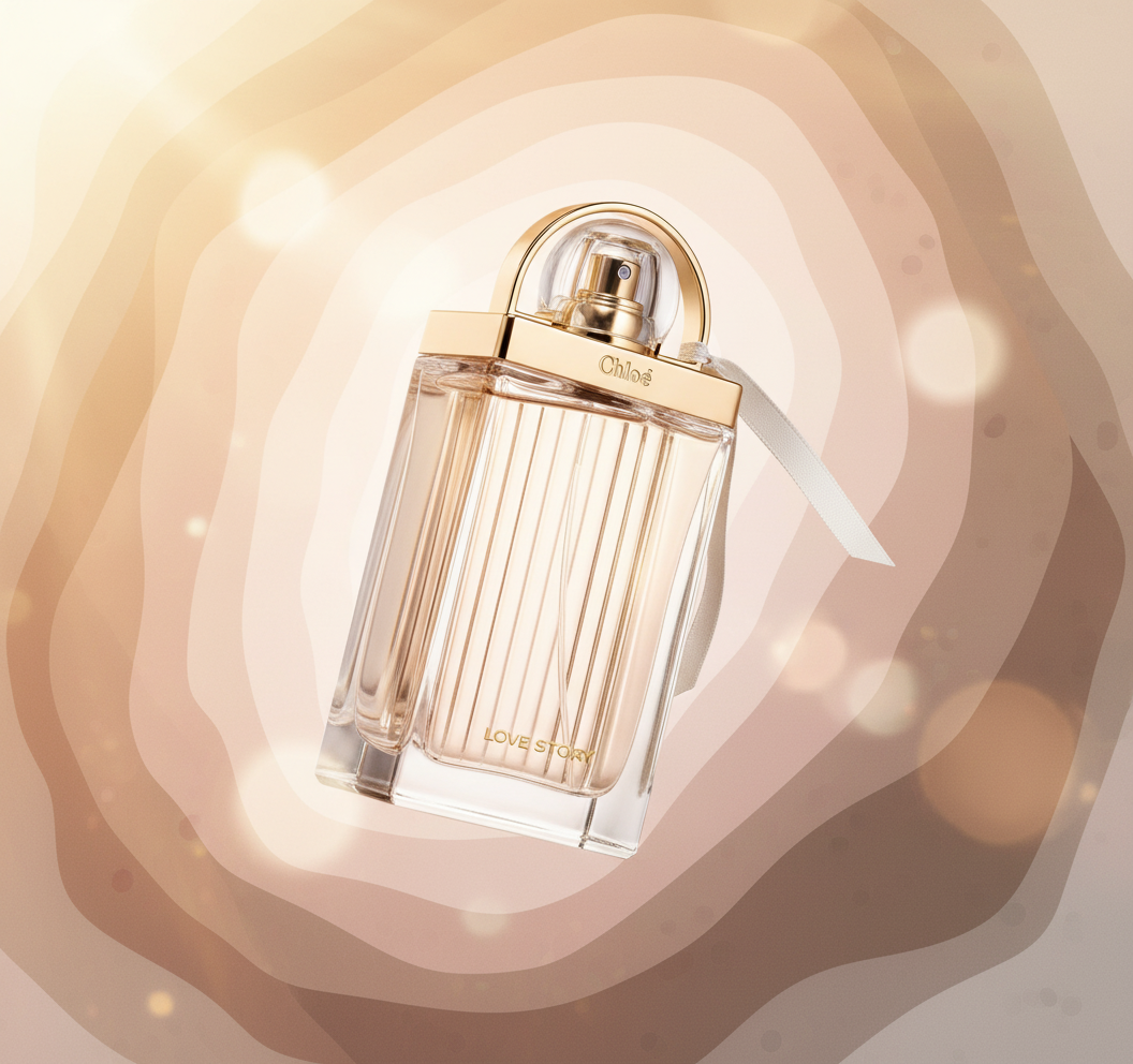 Perfume Love Story Eau de Parfum Feminino - Chloé em composição atmosférica com iluminação sofisticada