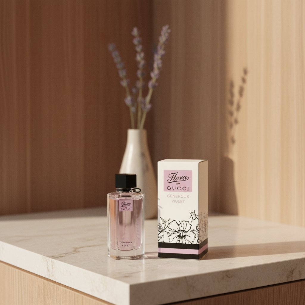 Perfume Miniatura Flora By Gucci Generous Violet Eau de Toilette Feminino - Gucci em ambiente elegante de lifestyle