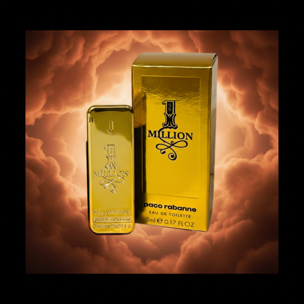 Perfume Miniatura One Million Eau de Toilette Masculino - Paco Rabanne em composição atmosférica com iluminação sofisticada