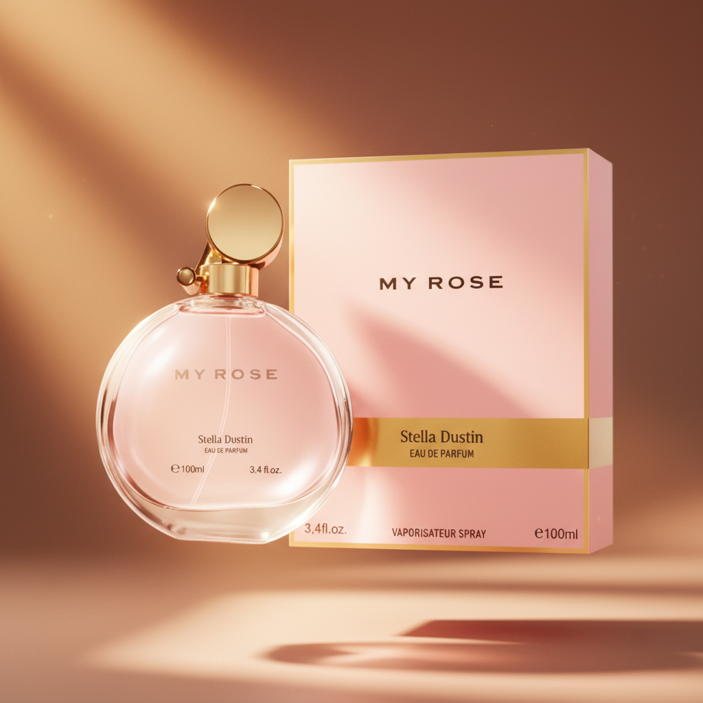 Perfume My Rose Eau de Parfum Feminino - Stella Dustin em composição atmosférica com iluminação sofisticada