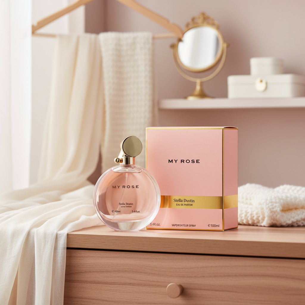 Perfume My Rose Eau de Parfum Feminino - Stella Dustin em ambiente elegante de lifestyle