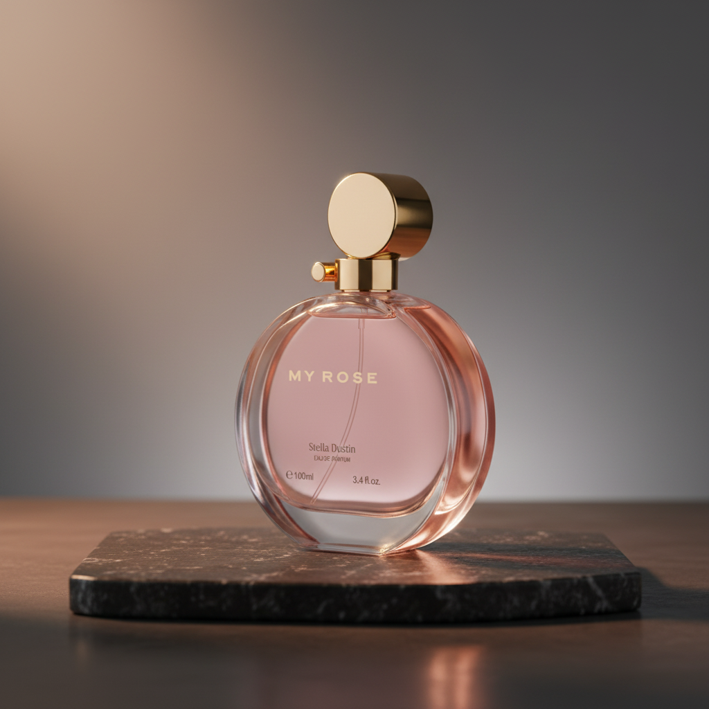 Perfume My Rose Eau de Parfum Feminino - Stella Dustin em composição de luxo com iluminação sofisticada