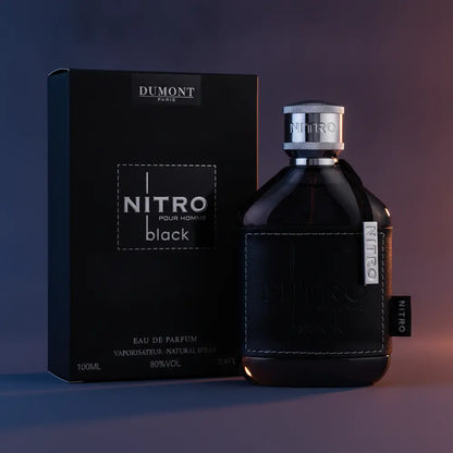 Perfume Nitro Black Eau de Parfum Masculino - Dumont em composição atmosférica com iluminação sofisticada