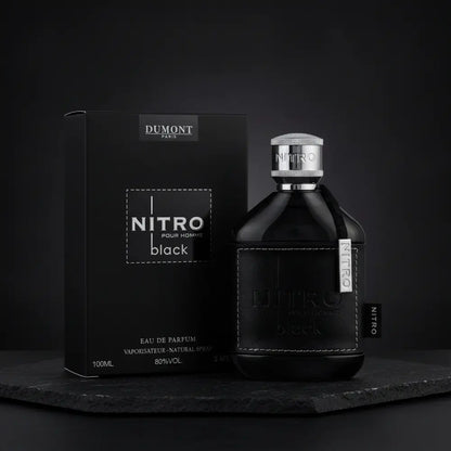 Perfume Nitro Black Eau de Parfum Masculino - Dumont em composição de luxo com iluminação sofisticada