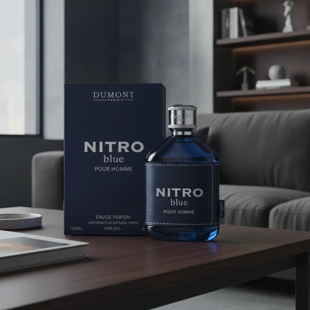 Perfume Nitro Blue Eau de Parfum Masculino - Dumont em ambiente elegante de lifestyle