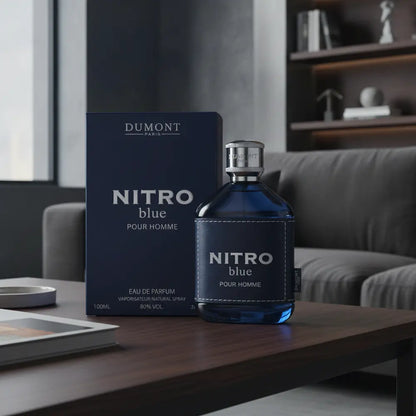 Perfume Nitro Blue Eau de Parfum Masculino - Dumont em ambiente elegante de lifestyle