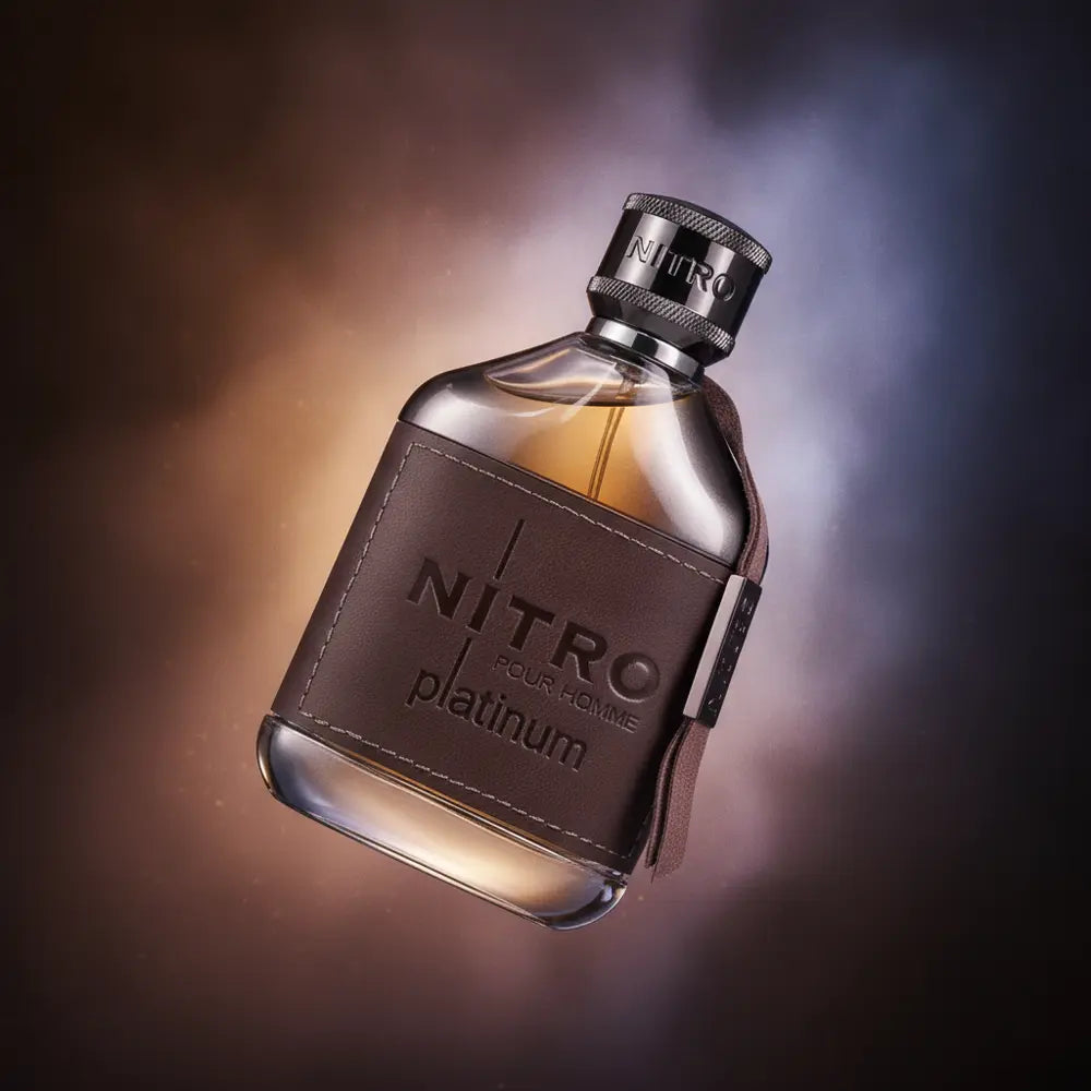 Perfume Nitro Platinum Eau de Parfum Masculino - Dumont em composição atmosférica com iluminação sofisticada