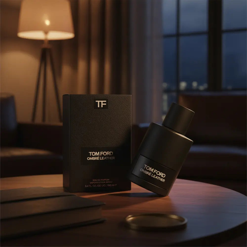 Perfume Ombré Leather Eau de Parfum Unissex - Tom Ford em ambiente elegante de lifestyle