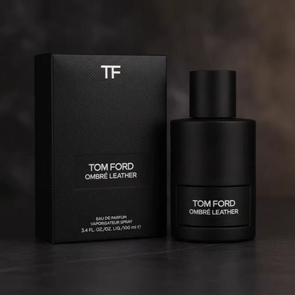 Perfume Ombré Leather Eau de Parfum Unissex - Tom Ford em composição de luxo com iluminação sofisticada
