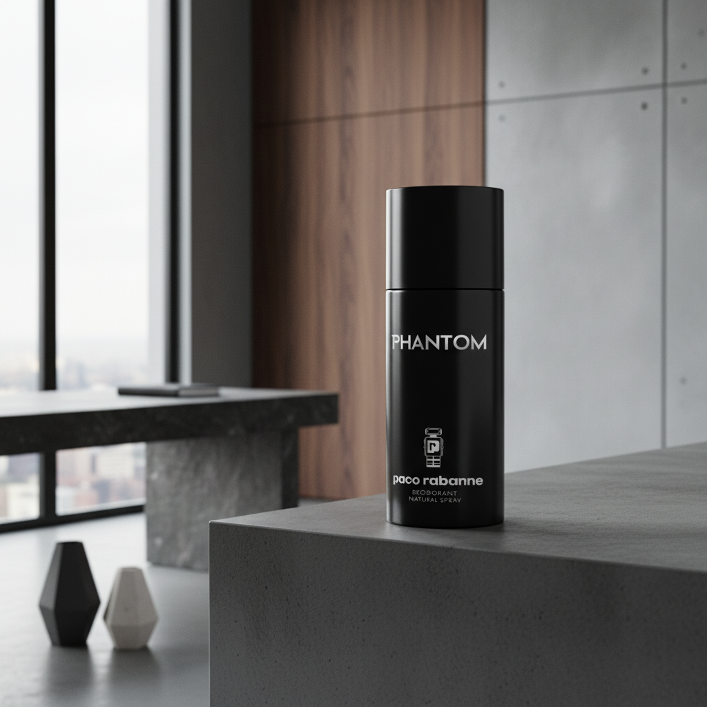 Perfume Phantom Desodorante Spray Masculino - Rabanne em ambiente elegante de lifestyle
