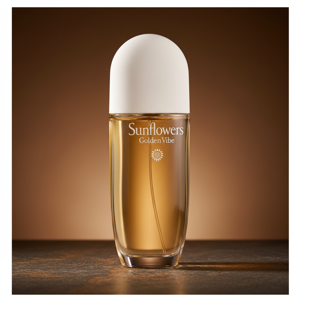 Perfume Sunflowers Golden Vibe Eau de Toilette Feminino - Elizabeth Arden em composição de luxo com iluminação sofisticada