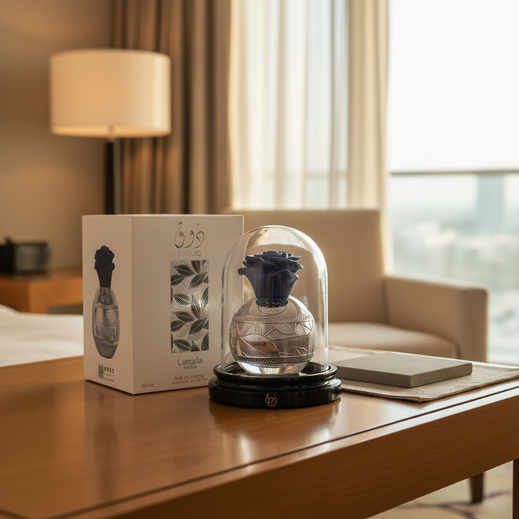 Perfume Thouq Eau de Parfum Unissex - Lattafa em ambiente elegante de lifestyle