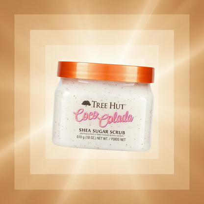 Perfume Tree Hut Coco Colada Shea Sugar Scrub Esfoliante Corporal Unissex - Tree Hut em composição atmosférica com iluminação sofisticada