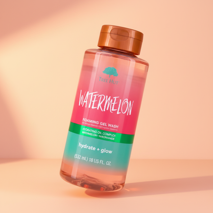 Perfume Tree Hut Watermelon Foaming Gel Wash Sabonete Liquido - Tree Hut em composição atmosférica com iluminação sofisticada