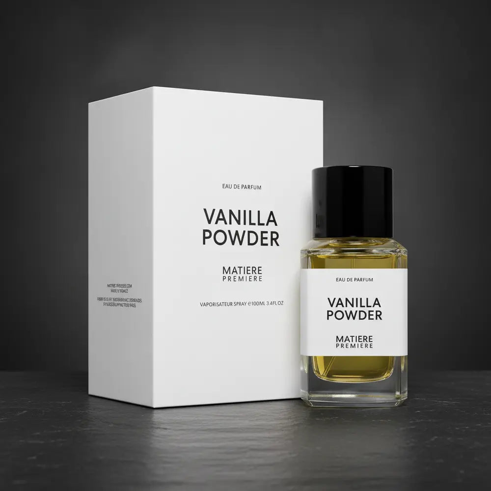 Perfume Vanilla Powder Eau de Parfum Unissex - Matiere Premiere em composição de luxo com iluminação sofisticada