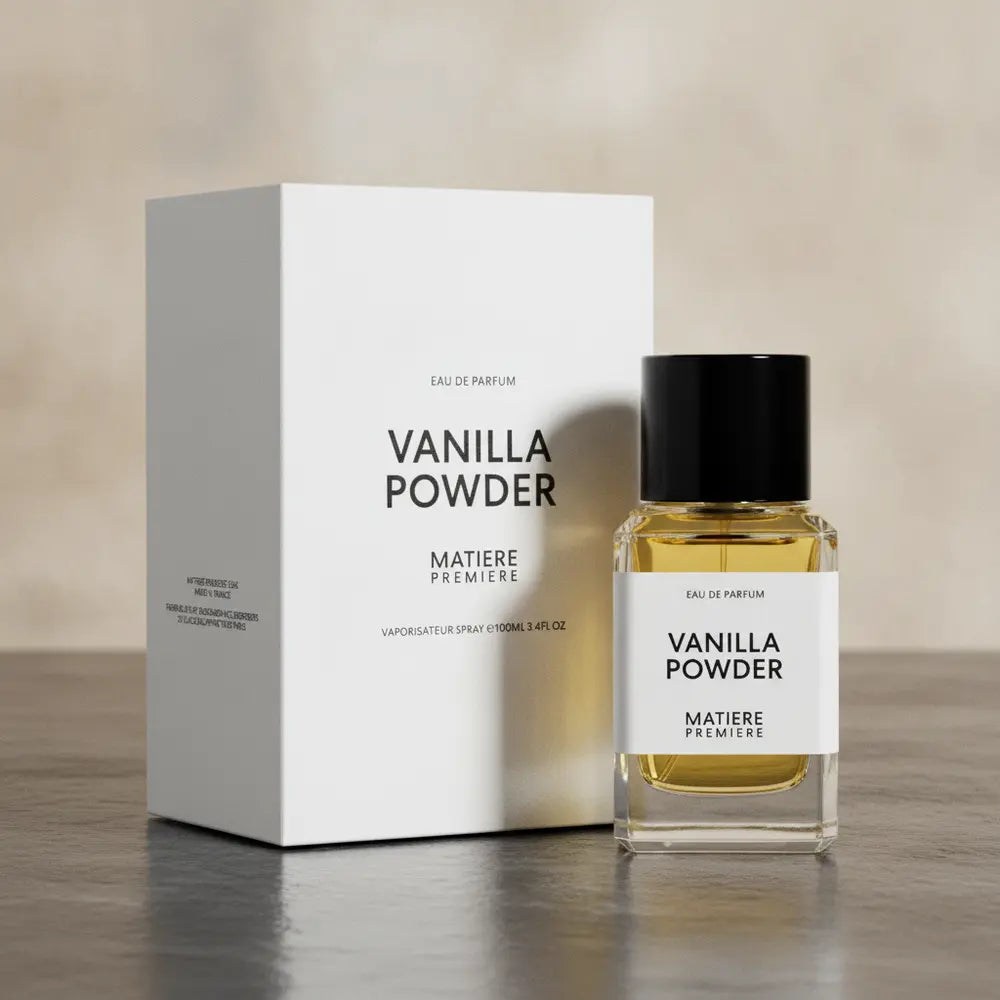 Perfume Vanilla Powder Eau de Parfum Unissex - Matiere Premiere em composição de luxo com iluminação sofisticada