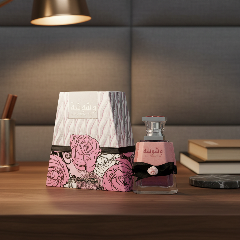Perfume Washwashah Eau de Parfum Feminino - Lattafa em ambiente elegante de lifestyle